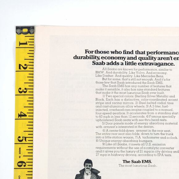 1975 SAAB‎ 99 EMS What A Car Should Be 8" x 11" Print Ad Road Test Magazine - Picture 2 of 5